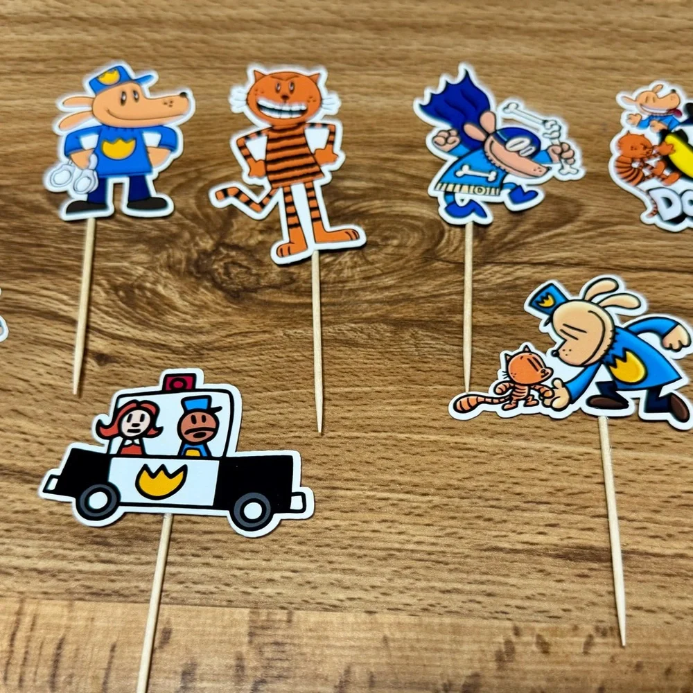 Dog Man Character Cupcake Toppers